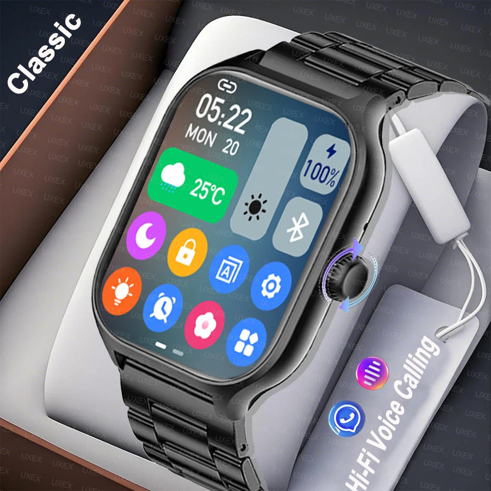 Montre connectée Plus – Hommes & Femmes – Écran tactile 1,77” – Montre de sport et fitness – Appels Bluetooth – Compatible Android – Montre numérique à cadrans multiples