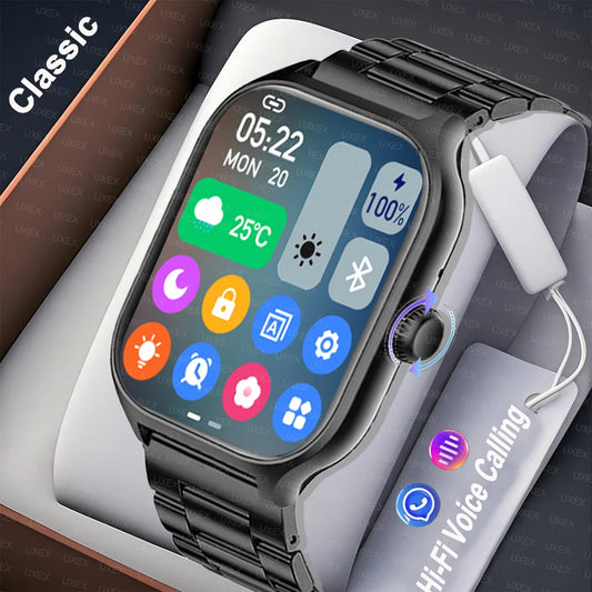 Montre connectée Plus – Hommes & Femmes – Écran tactile 1,77” – Montre de sport et fitness – Appels Bluetooth – Compatible Android – Montre numérique à cadrans multiples