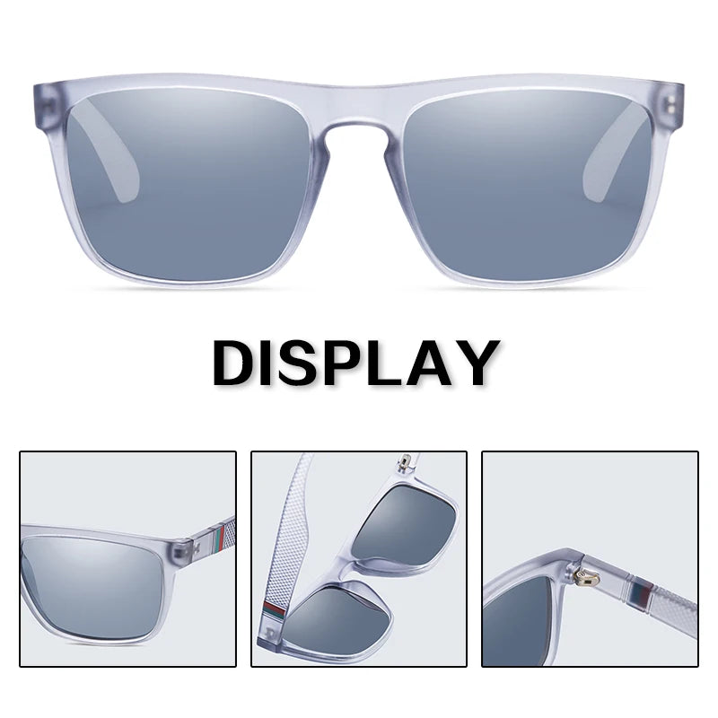 Lunettes de soleil vintage carrées et polarisées – pour hommes et femmes – style rétro, idéales pour la conduite, la pêche et les activités en plein air. Protection UV400.